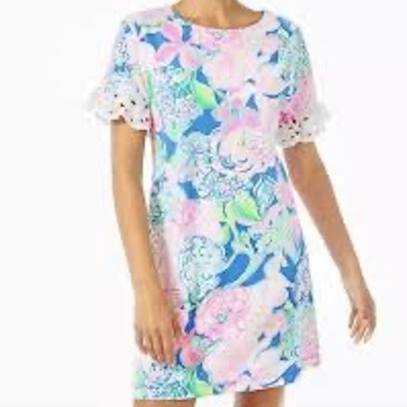 Lilly Pulitzer Helina T-Shirt Dress Size Small Lace Cuffs - Picture 1 of 11